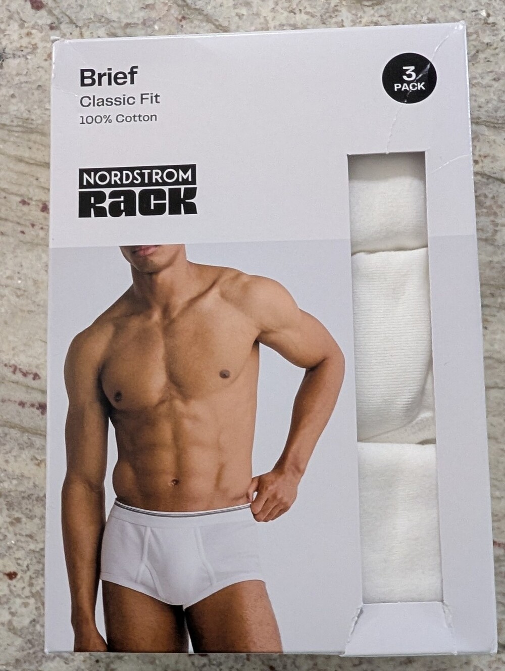 NEW Nordstrom Rack White Men's Briefs 100% Cotton Tighty Whities Size Large